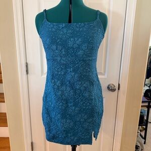 Elegant Teal Floral Mini Dress